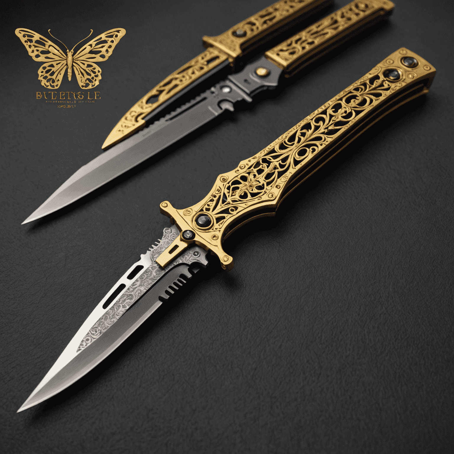 Butterfly Knife Lore skin with intricate golden engravings on the blade, showcasing its high-end appeal in CS2